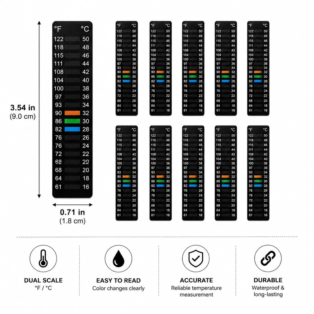 8 Pack Aquarium Thermometer Strips
