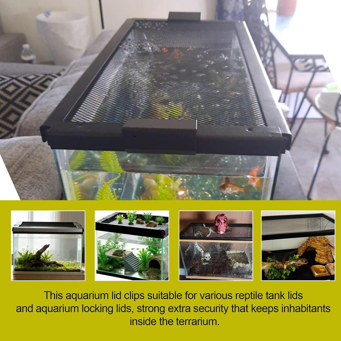 4 Pack Reptile Terrarium Covers Heavy Duty Screen Clips for Zilla