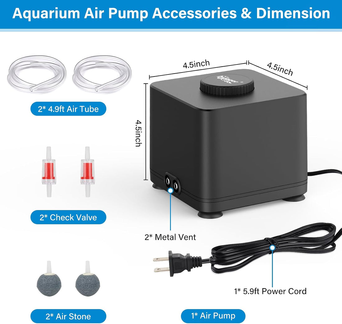 hygger Aquarium Air Pump, Quiet Adjustable Fish Tank Air Pump
