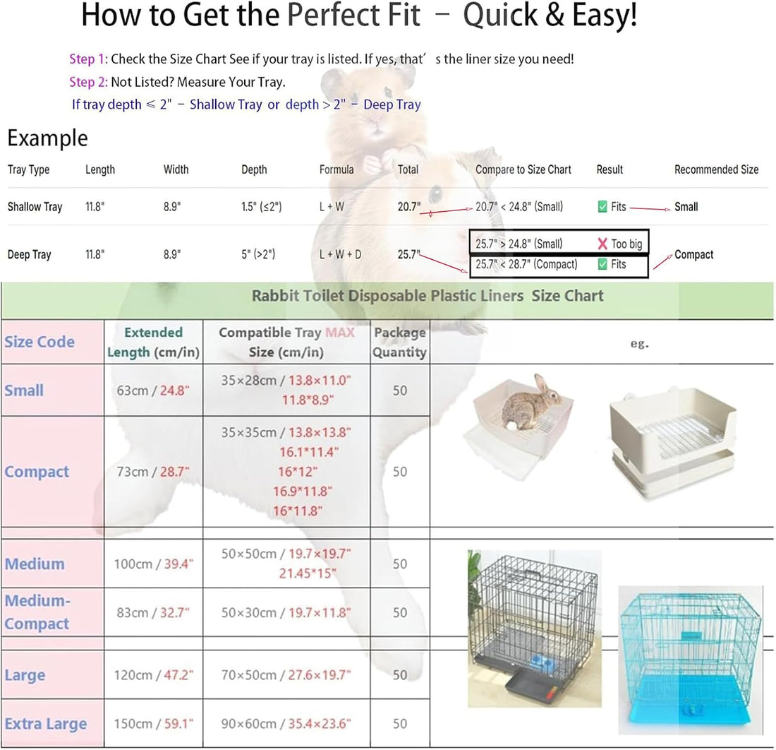 50 Pcs Disposable Rabbit Cage Liner Quick Cleanup Litter Box Liners