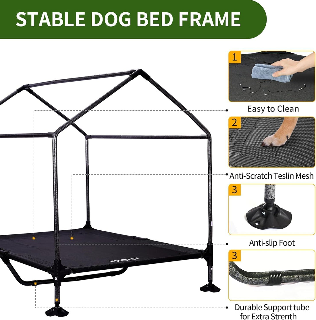 Summertrail 42" Large Dog House Outdoor Indoor with Breathable Mesh