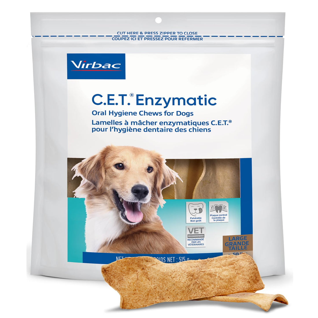 Virbac C.E.T.® Enzymatic Oral Hygiene Chews for Dogs, Large