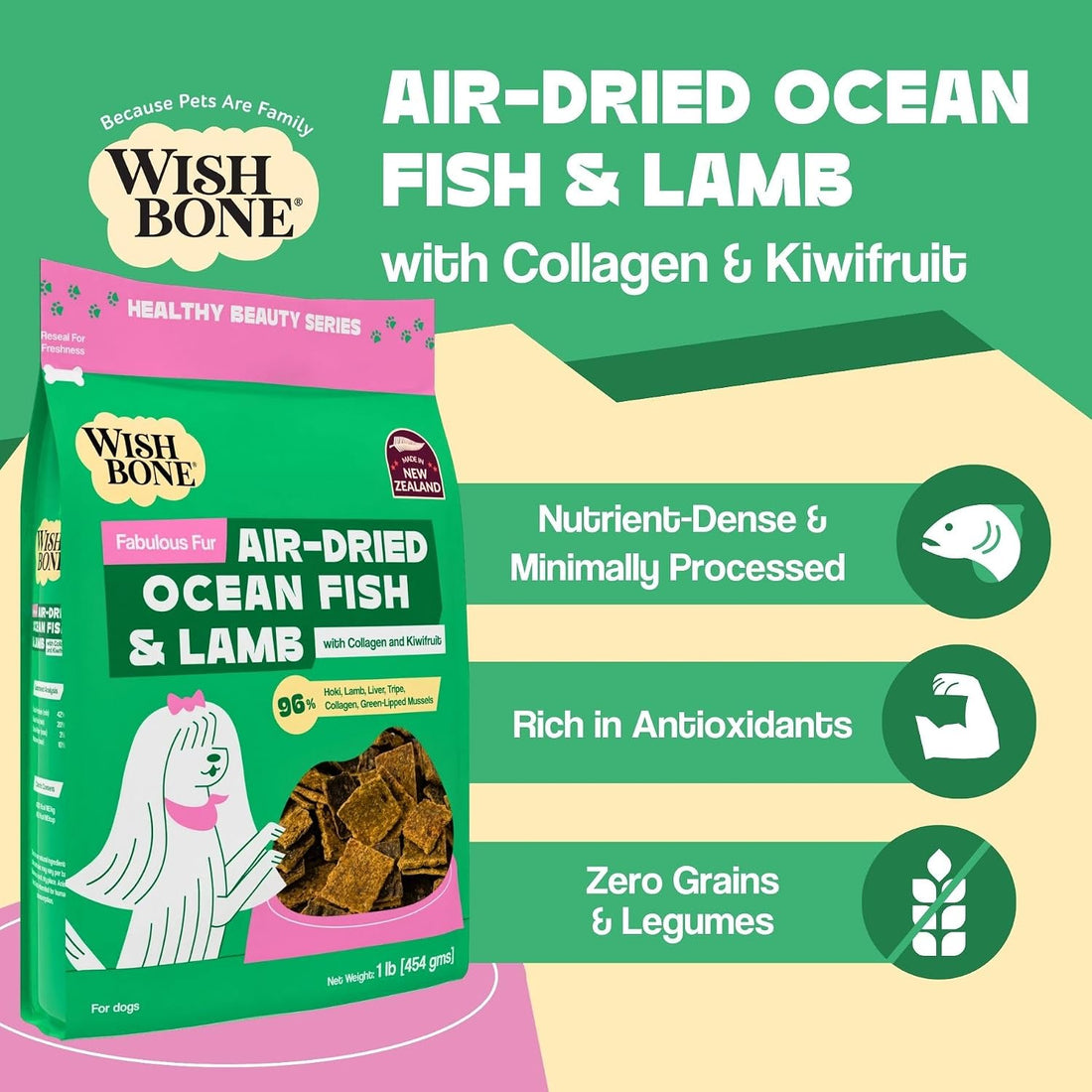 Wishbone Air-Dried Ocean Fish & Lamb Dog Food - Rich in Protein
