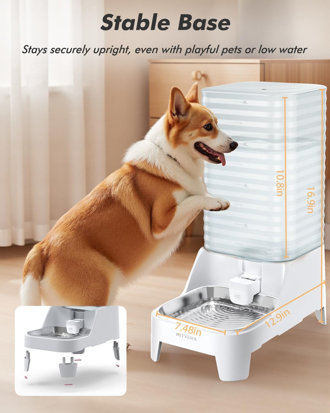 Automatic Dog Water Bowl Dispenser with Patented Faucet