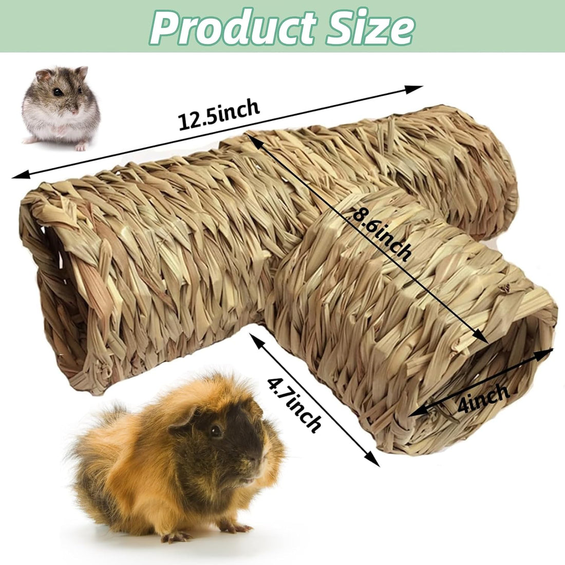 Hamiledyi Hamster Grass Tunnel Toy Nature Guinea Pig Hideout Straw