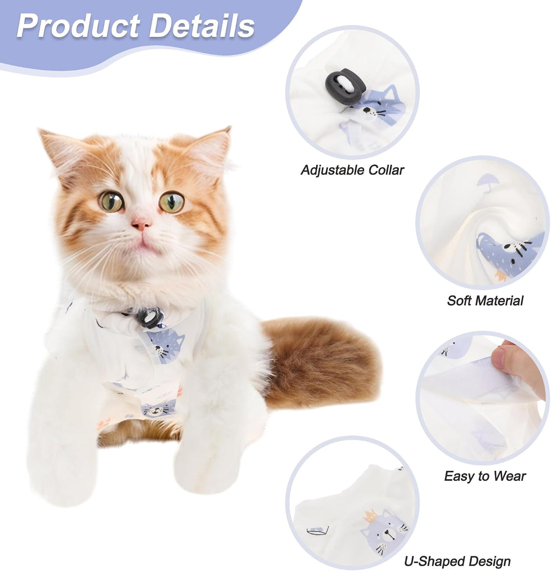 Cat Recovery Suit, Soft Breathable Cat Surgeries Suit