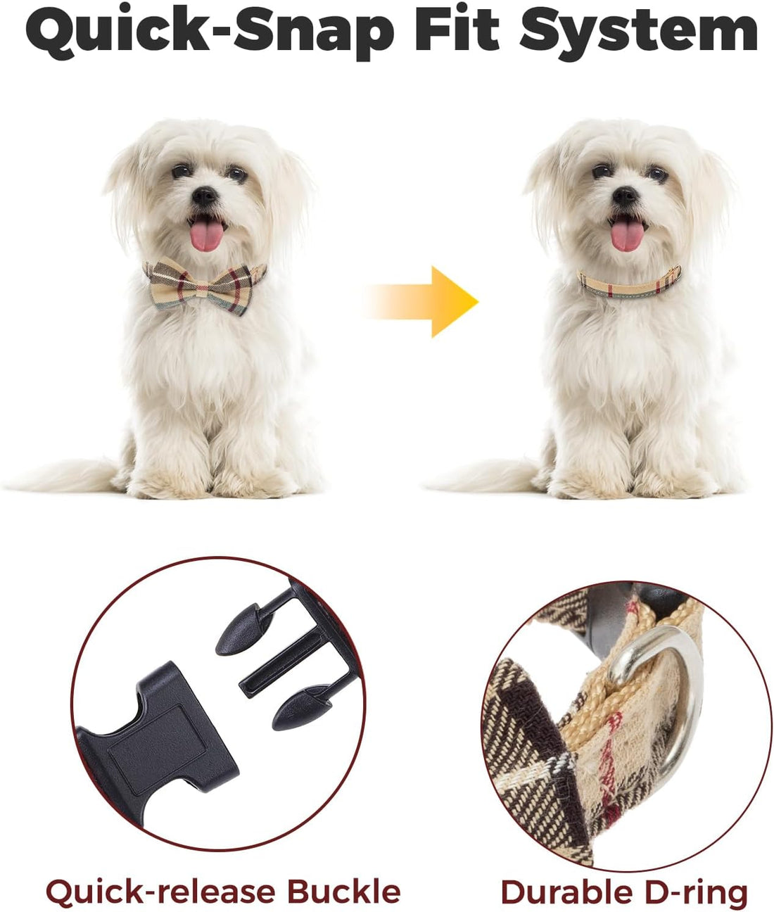 BINGPET No Pull Dog Harness Leash Collar Set,Adjustable Step