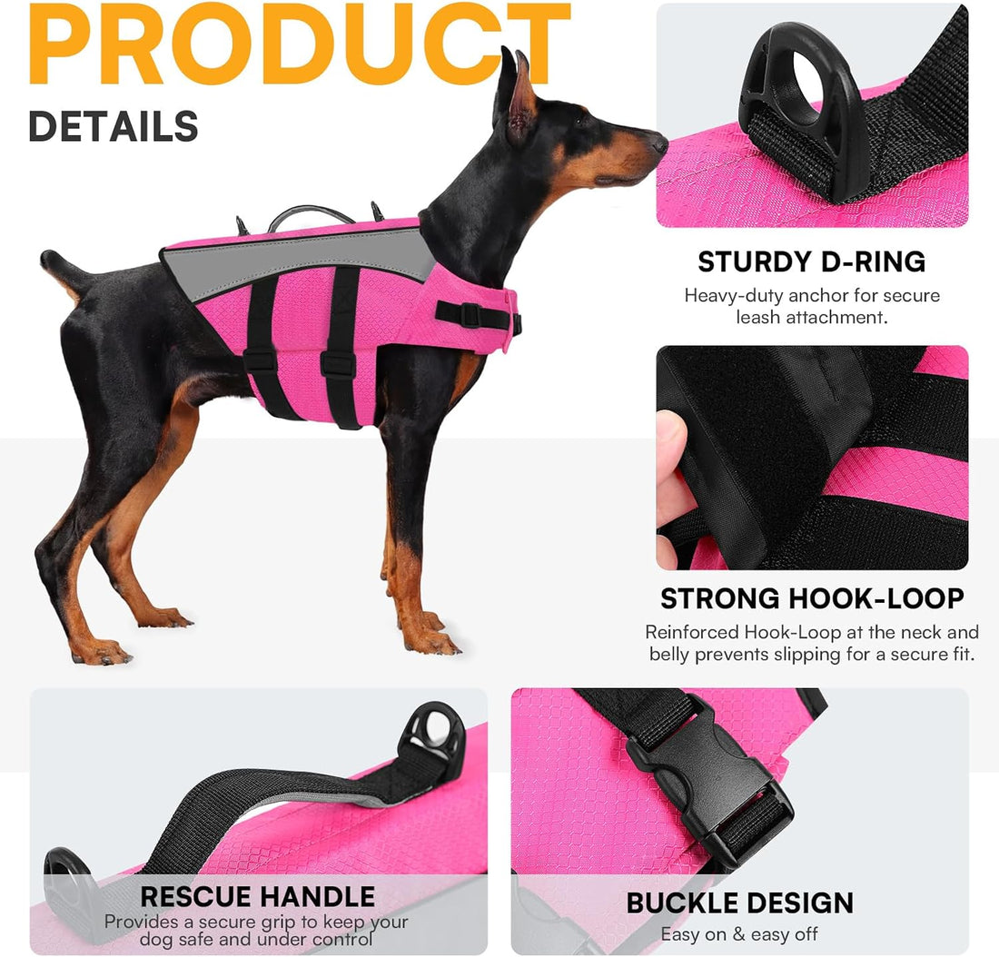 Queenmore Dachshund Life Jacket, Reflective Small Dog Swim Vest