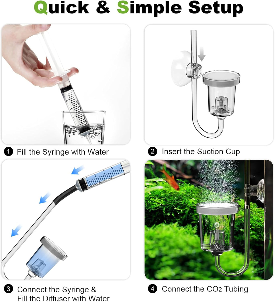 FZONE Acrylic Aquarium CO₂ Diffuser Built-in Check Valve