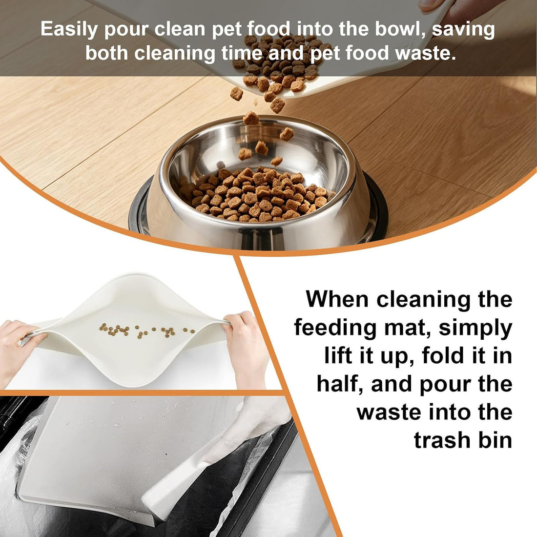 Large Pet Feeding Mat Spillproof Raised Edges Nonslip 24"x16"