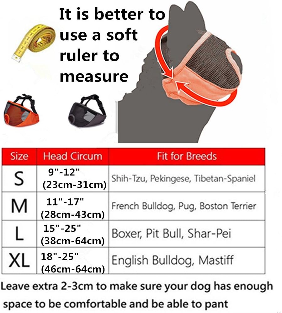 Short Snout Dog Muzzle- Adjustable Breathable Mesh Bulldog Muzzle