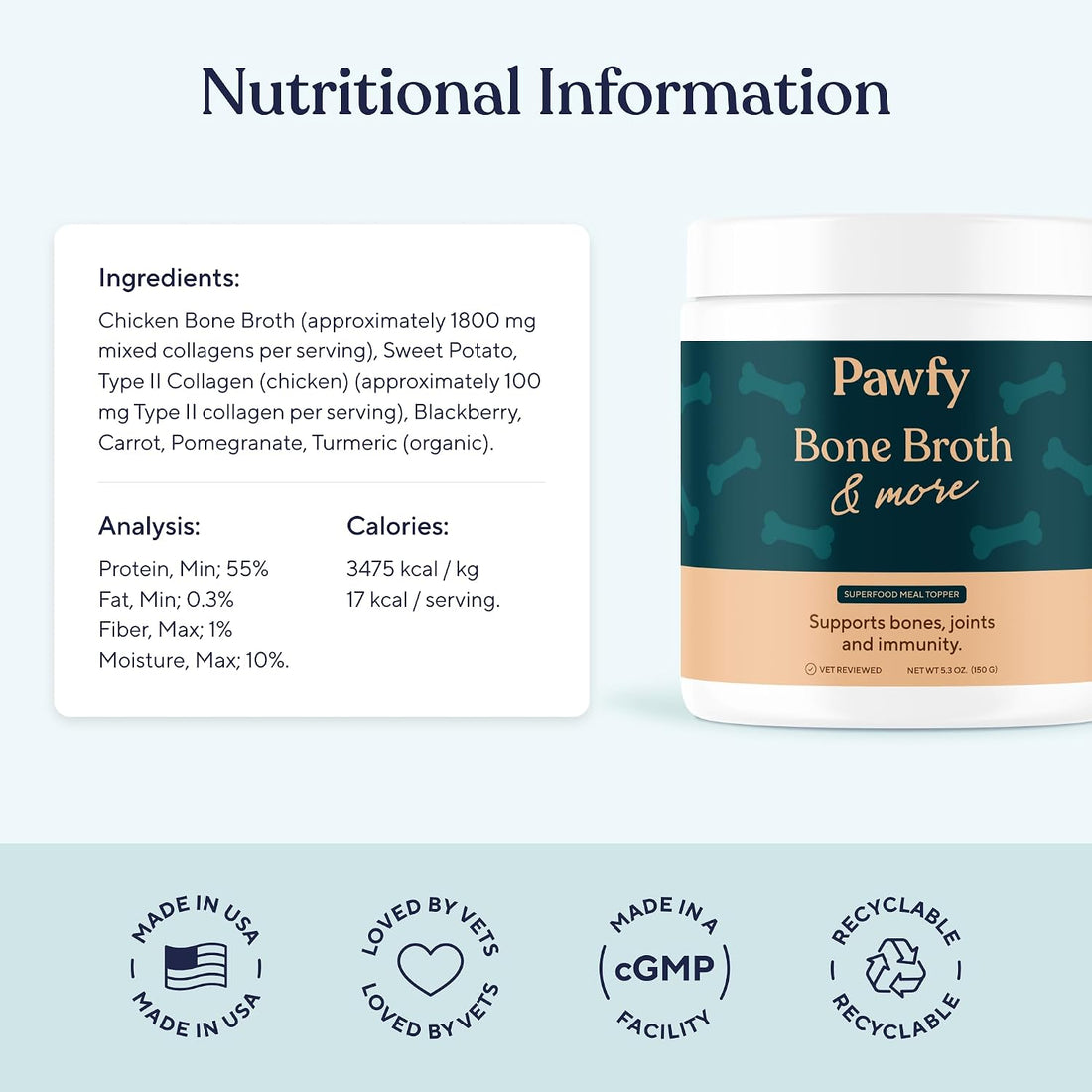 Pawfy Bone Broth for Dogs | Dog Seasoning Powder for Dry Food