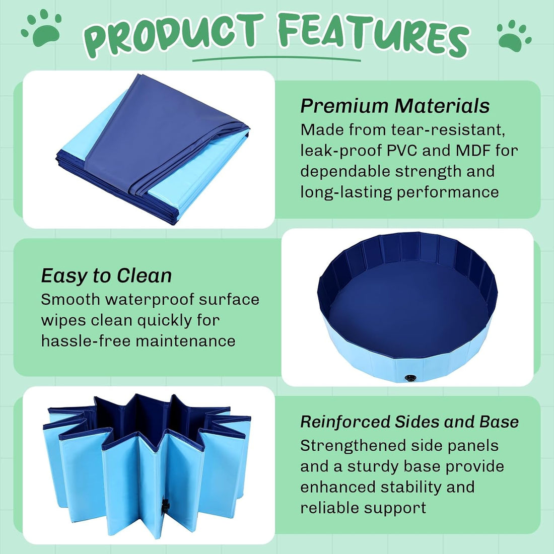 Foldable Dog Pool 47'' x 12''(120 x 30cm)
