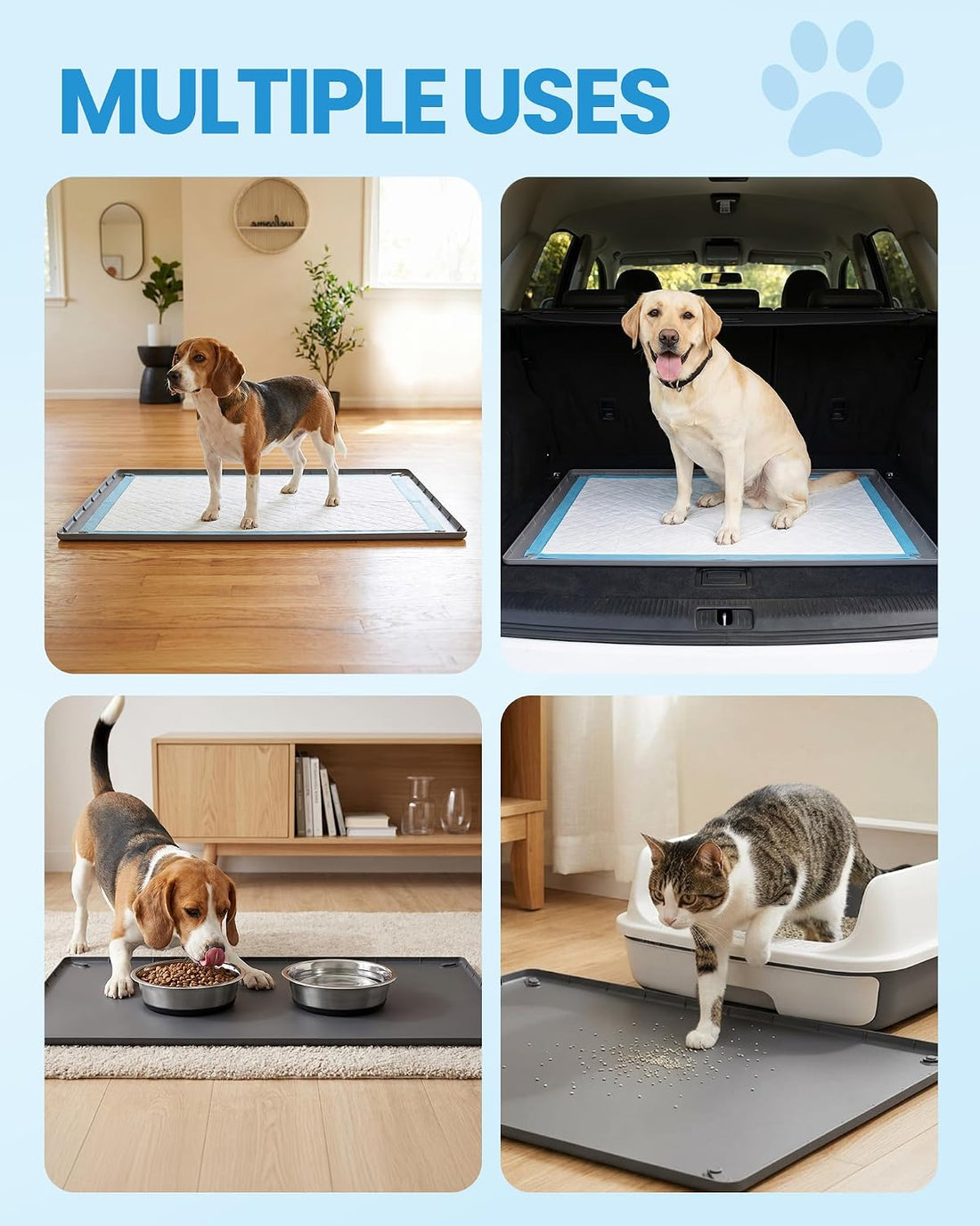 Pee Pad Holder for Dogs - 28" x 34" Silicone Puppy Potty Training Tray