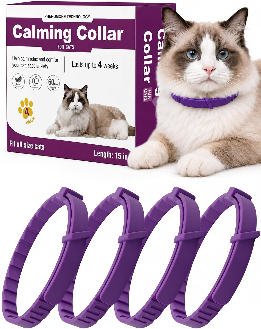 Calming Collar for Cats - Adjustable Anxiety Relief and Stress