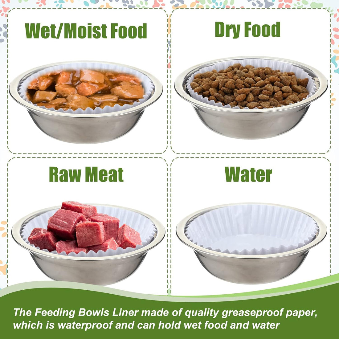 meekoo 600 Pcs Large Pet Disposable Feeding Bowls Liner Bulk Cat Food