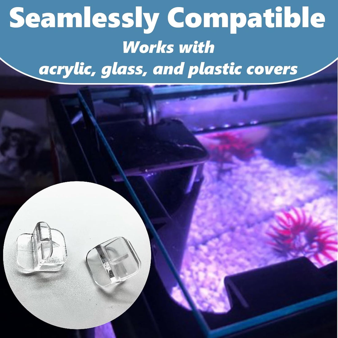 10 PCS Rimless Aquarium Clips for 1/8" to 3/16" Glass,Top Mounting