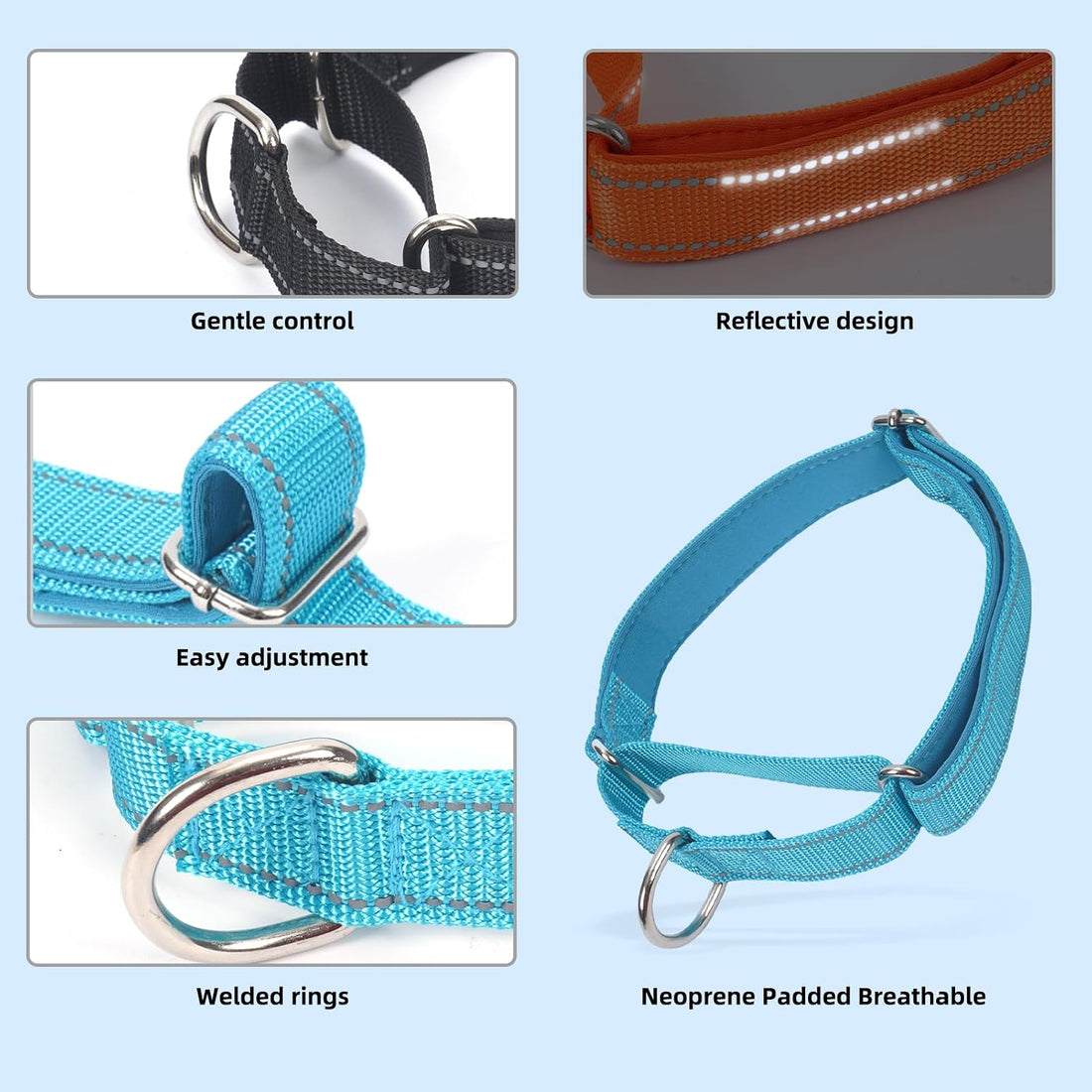 SGODA Martingale Dog Collar, Blue, M