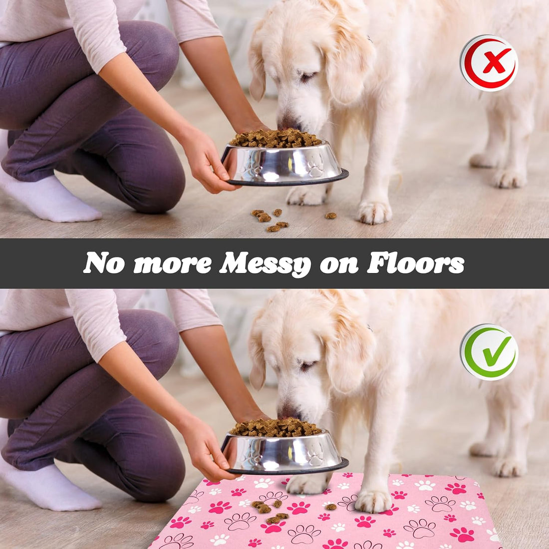 Dog Food Mat, Absorbent Water Bowl Mats Cat Pet Feeding Placemats