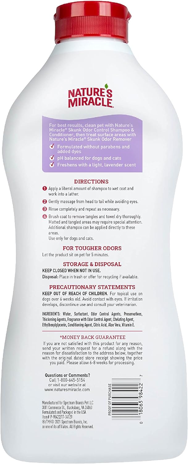 Nature's Miracle Skunk Odor Control Shampoo & Conditioner Lavender