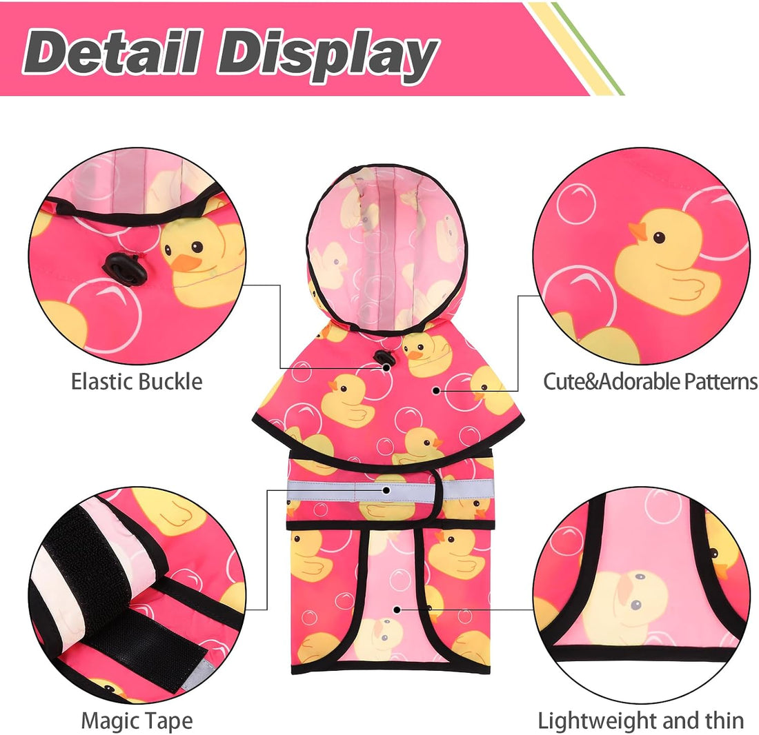 KOOLTAIL Dog Raincoat Hooded Slicker Poncho with Leash Hole