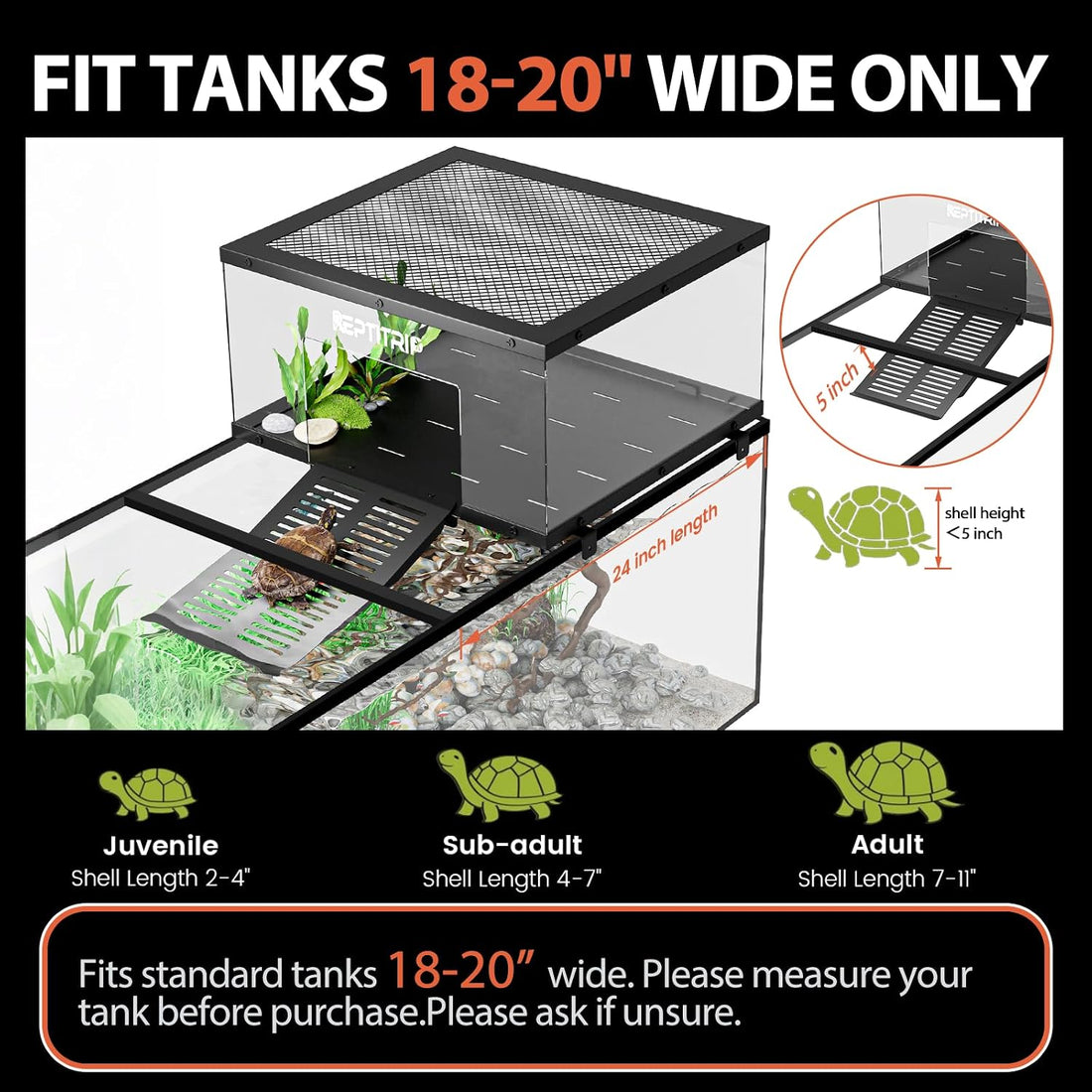 Stainless Steel Turtle Basking Platform, for 18‑20 Inch Wide Aquariums