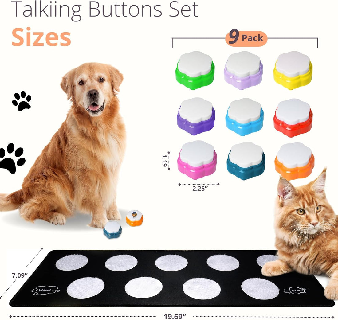 Dog Buttons for Communication, 9pcs Recordable Talking Buttons Set