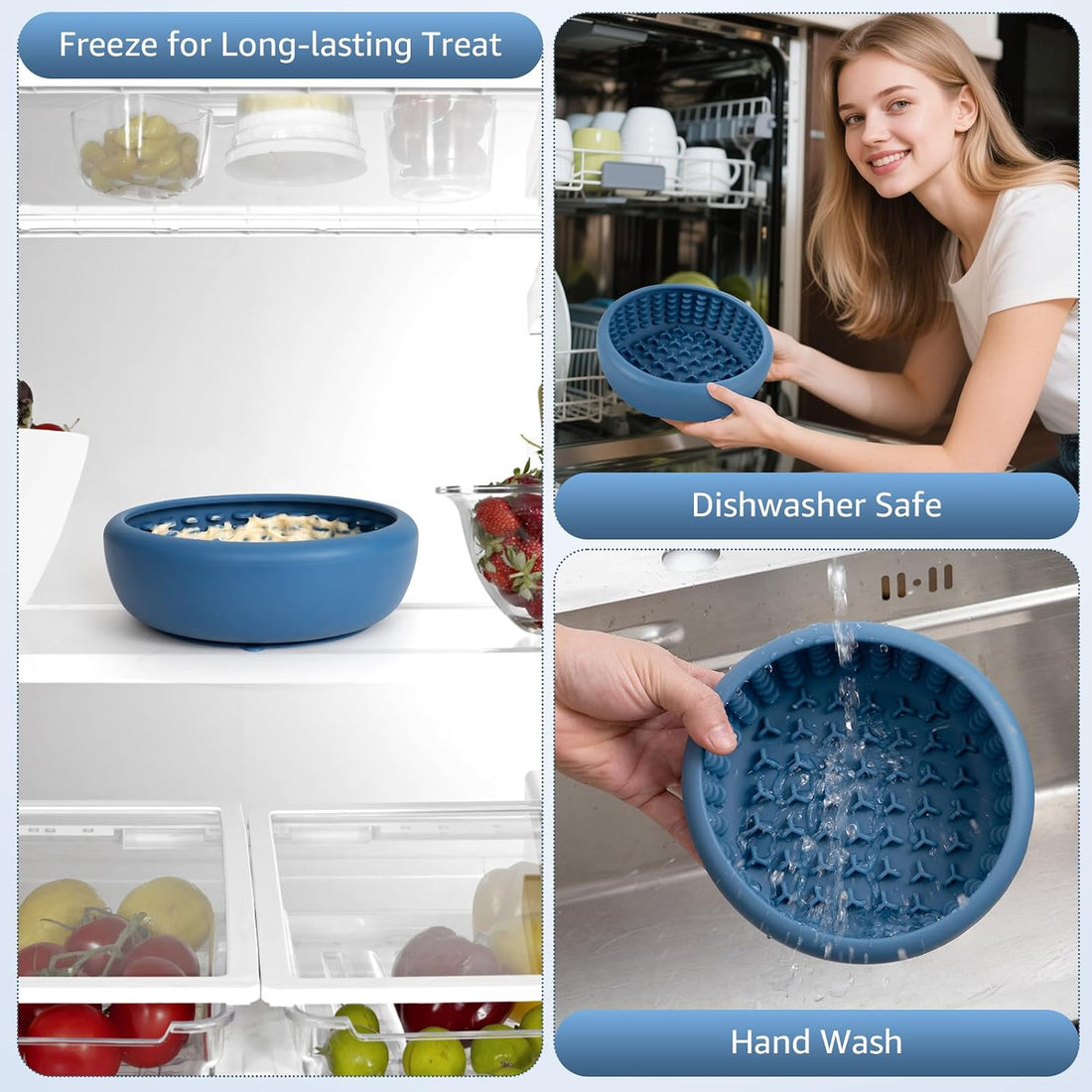 Dog Slow Feeder Lick Bowl, Freeze Lick Mat with Suction Cup