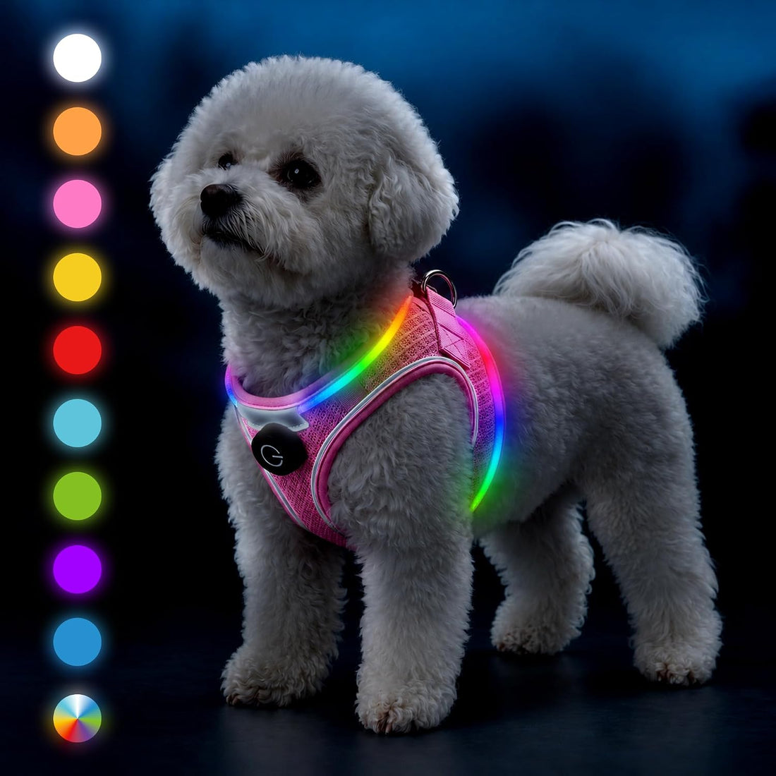 LED Dog Harness for Small Dogs Nighttime Safety Walks