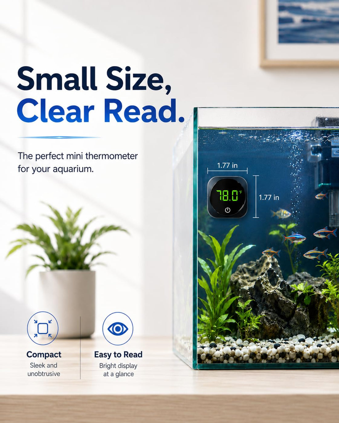 Aquarium Thermometer Digital Fish Tank Temp Fahrenheit/Celsius