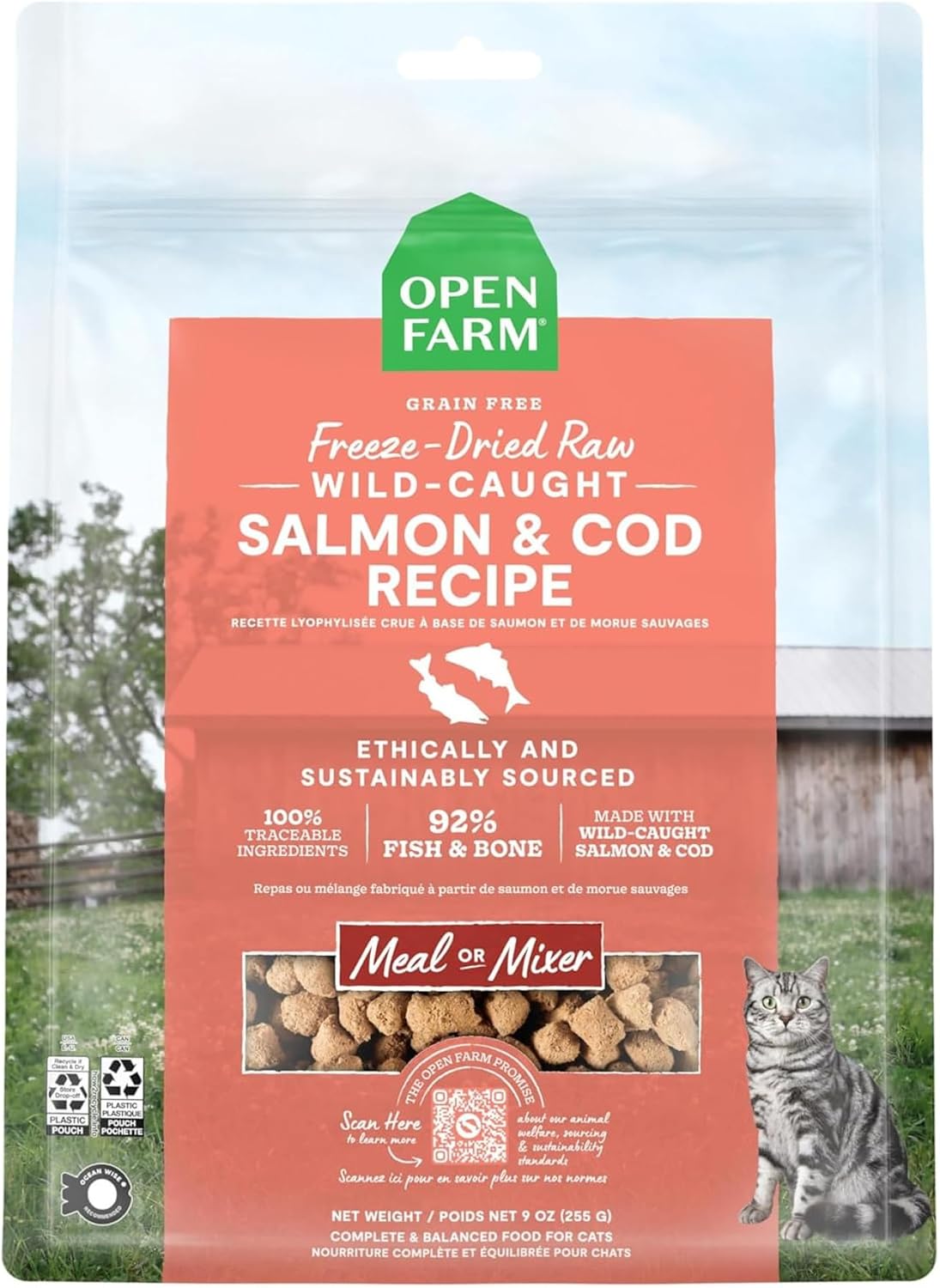 Open Farm Freeze Dried Raw Cat Food, Harvest Chicken Recipe, 9oz Bag