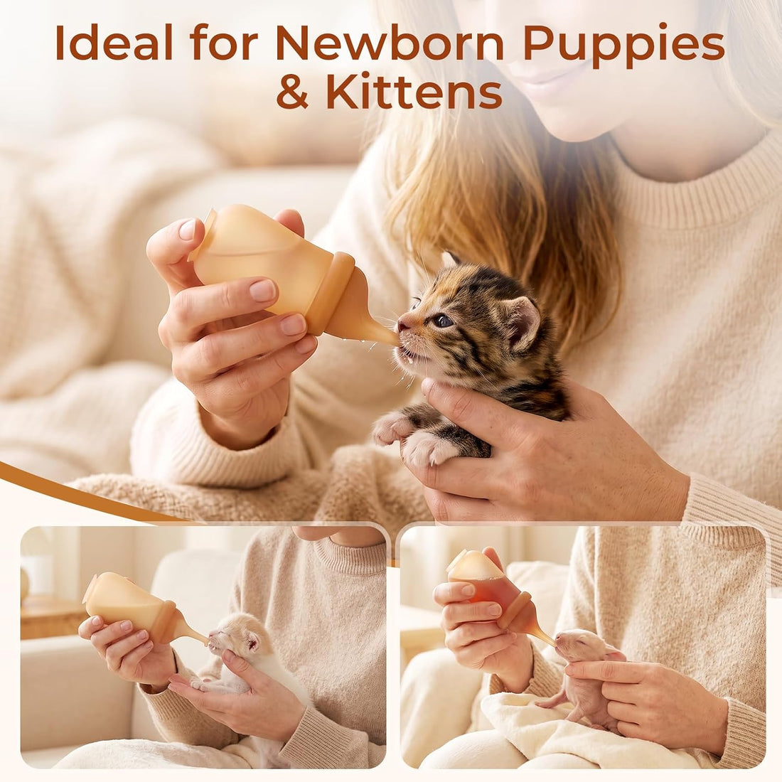 Anti-Choke Puppy Nursing Bottles, Silicone Feeding Nipple