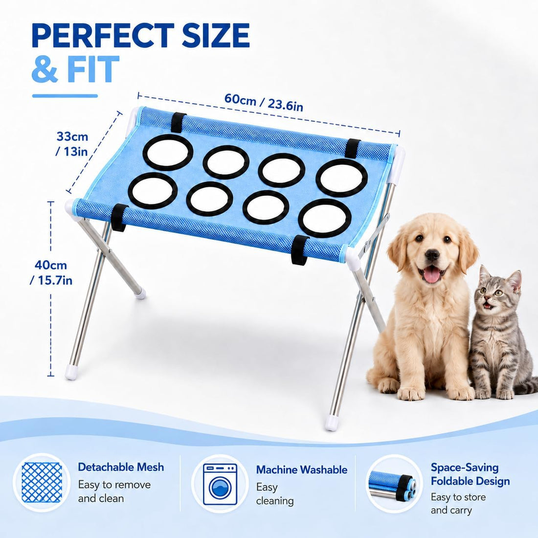 Portable Pet Grooming Sling, Elevated Dog Bathing Tub with Holes