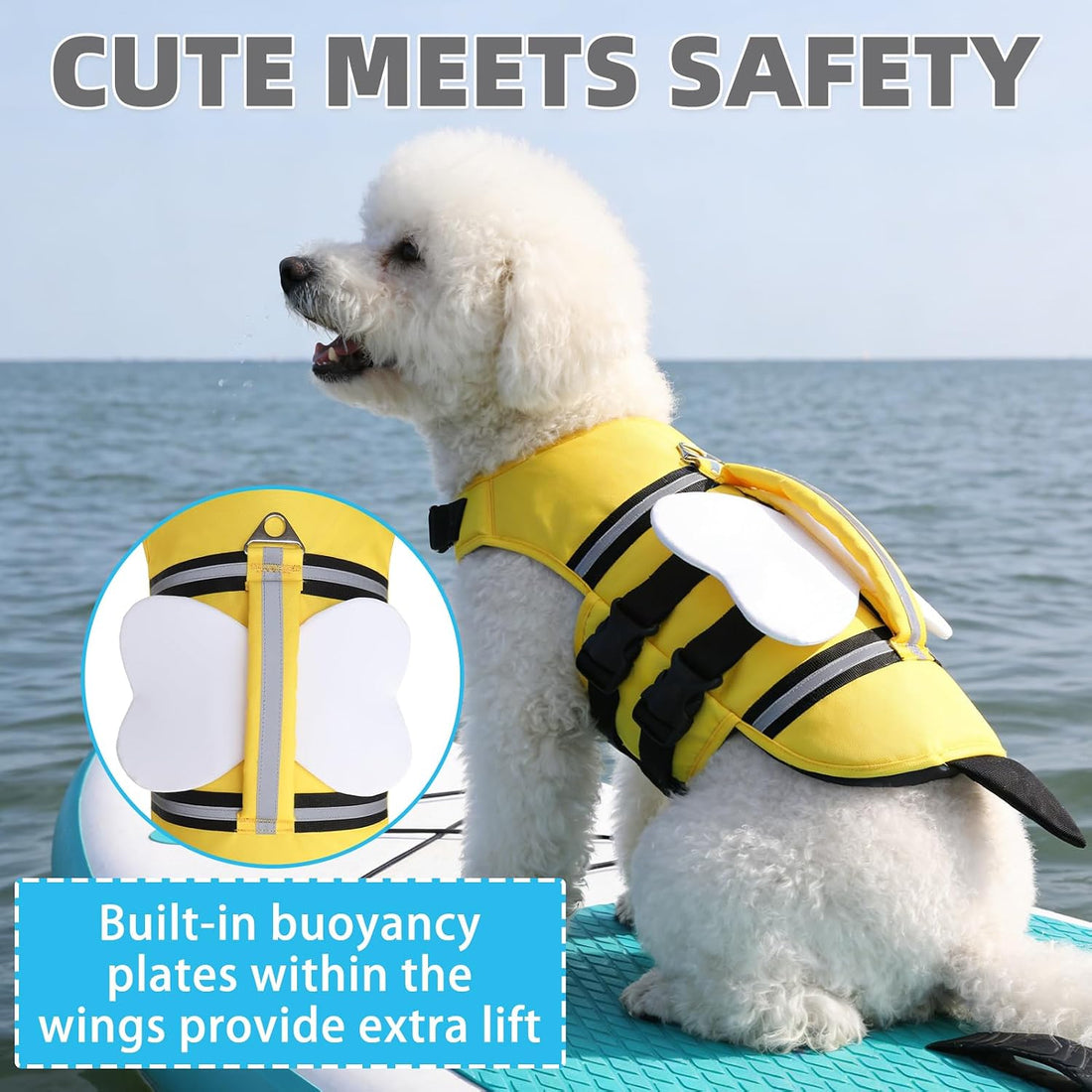 KOOLTAIL Dog Life Jacket, Cute Bee Front Float Dog Life Vest