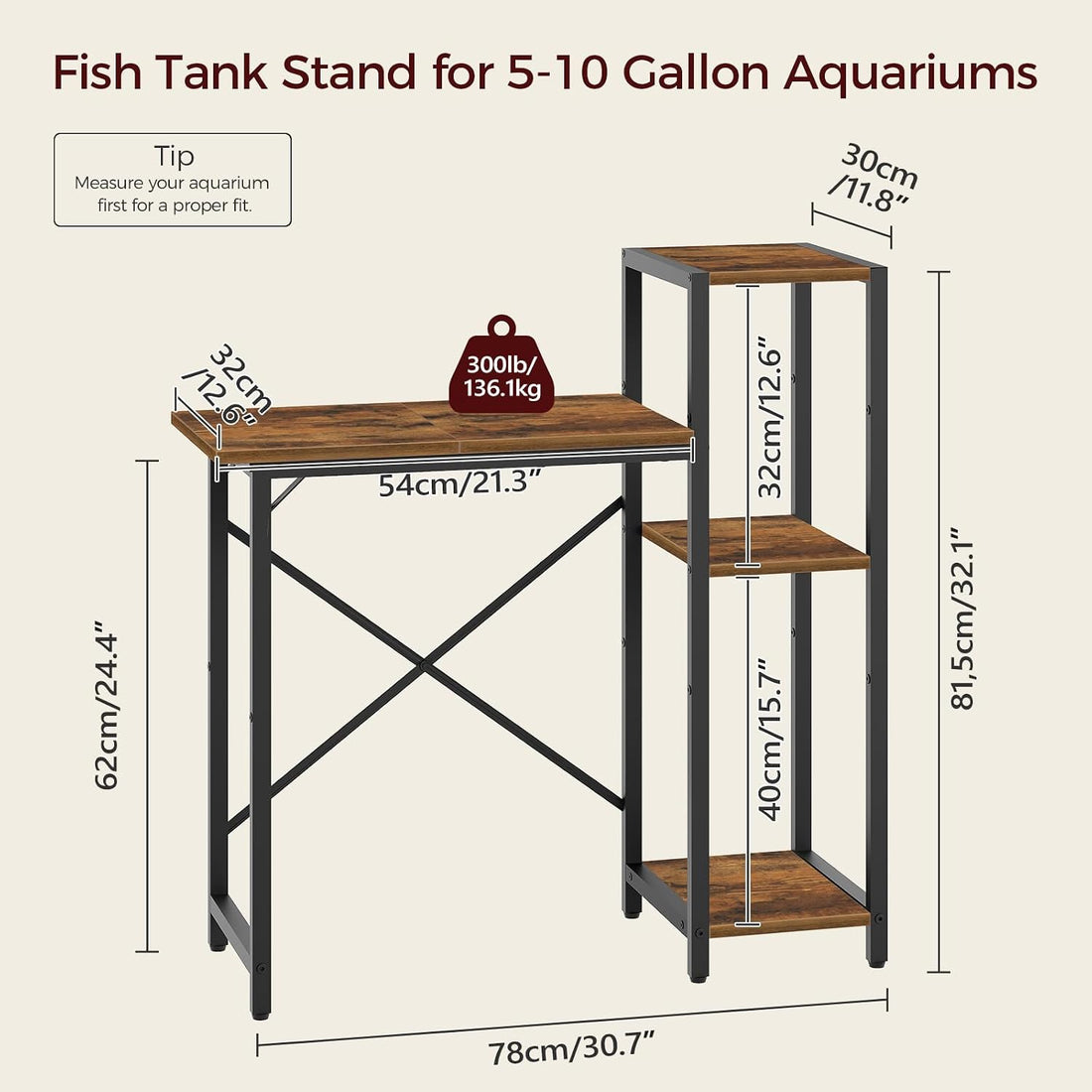MAHANCRIS 5-10 Gallon Fish Tank Stand