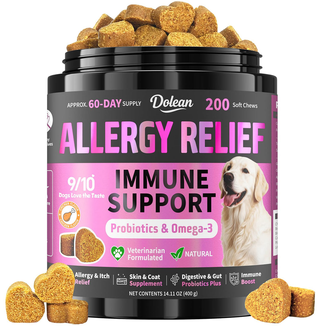 Dog Allergy Chews, Dog Allergy Relief for Itching Skin, Paw Licking