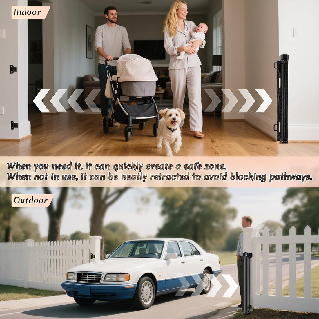 Miumoon 120 inch Retractable Baby Gates 42 inch Tall