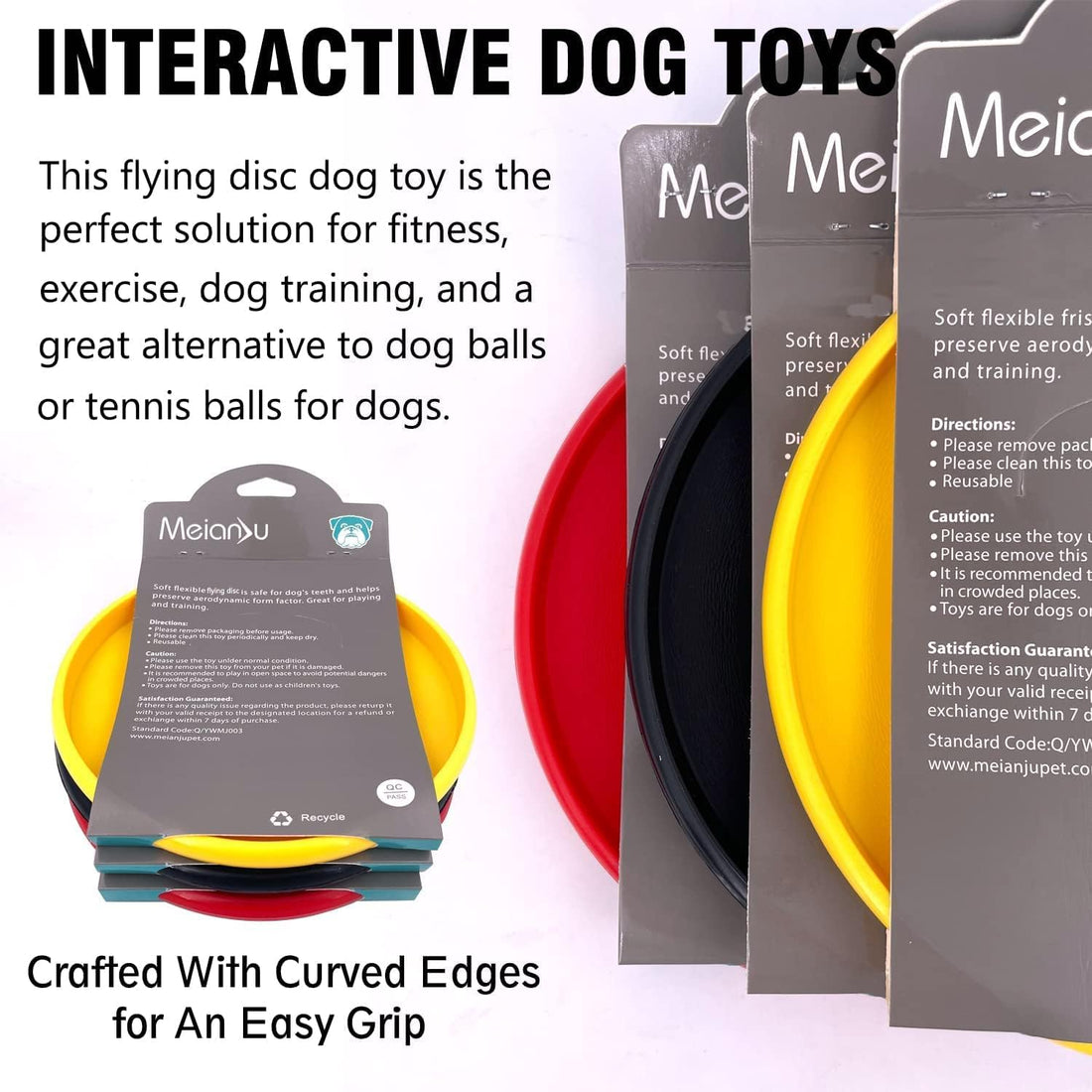 XIGOU Dog Flying Disc, 3 Pcs Competition Dog Flyer Toy