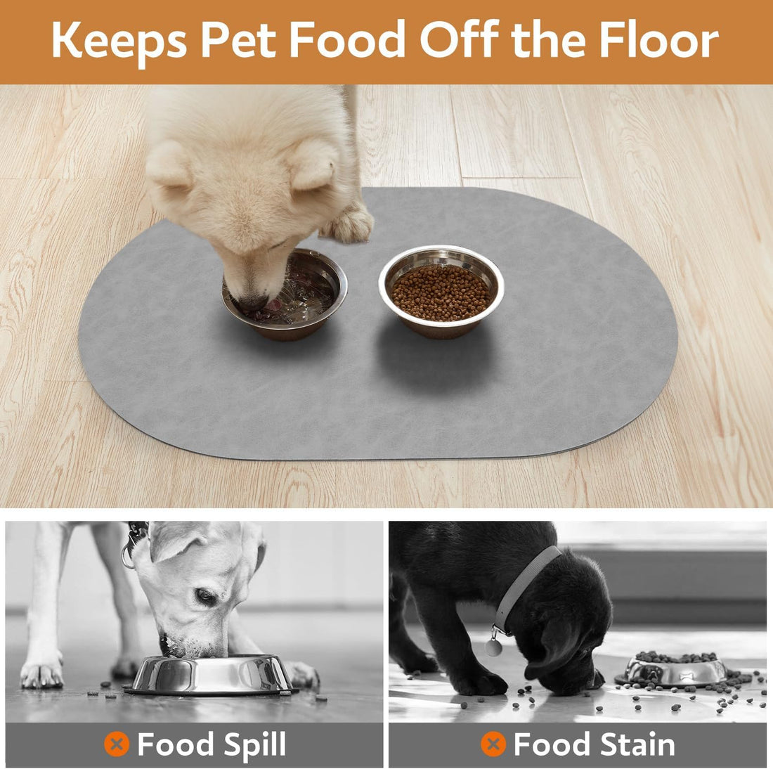 MontVoo Absorbent Dog Food Mat-Dog Mat for Food and Water Bowl