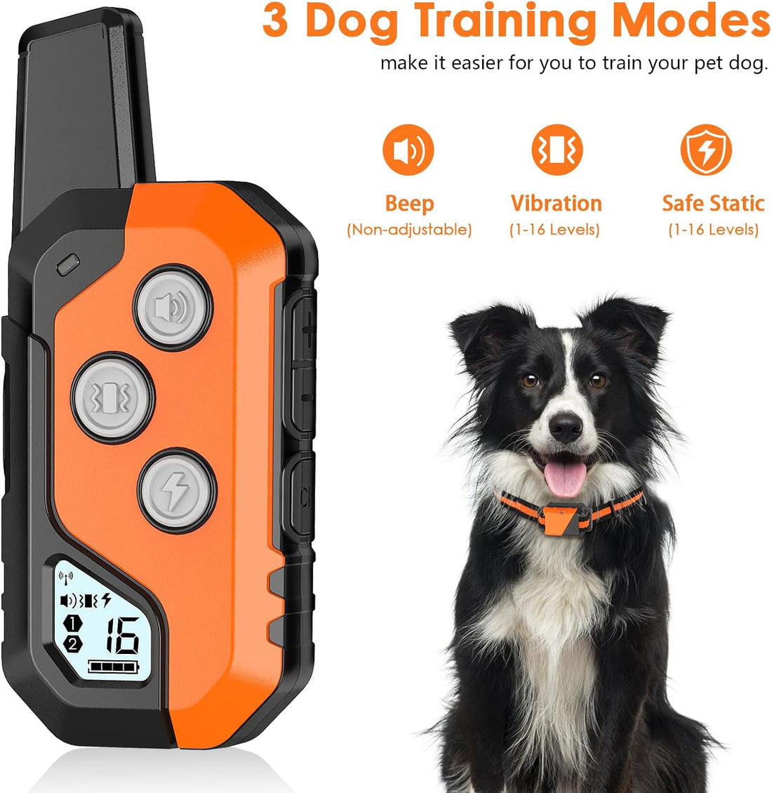 PIOUNS Shock Collar for Dogs, Dog Training Collar with Remote, 3 Modes