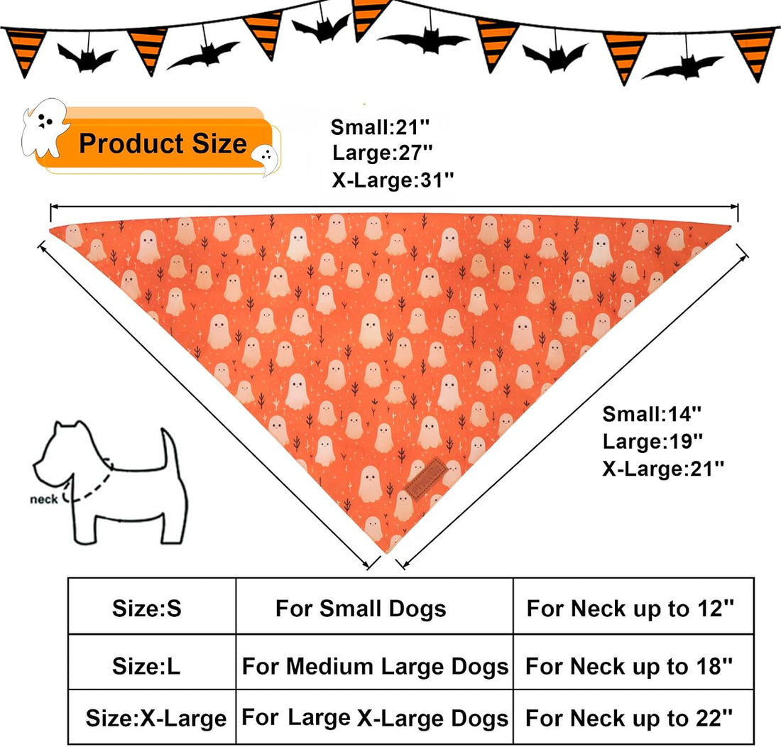 PTDECOR Halloween Dog Bandana, Ghost Pumpkin Dog Scarf