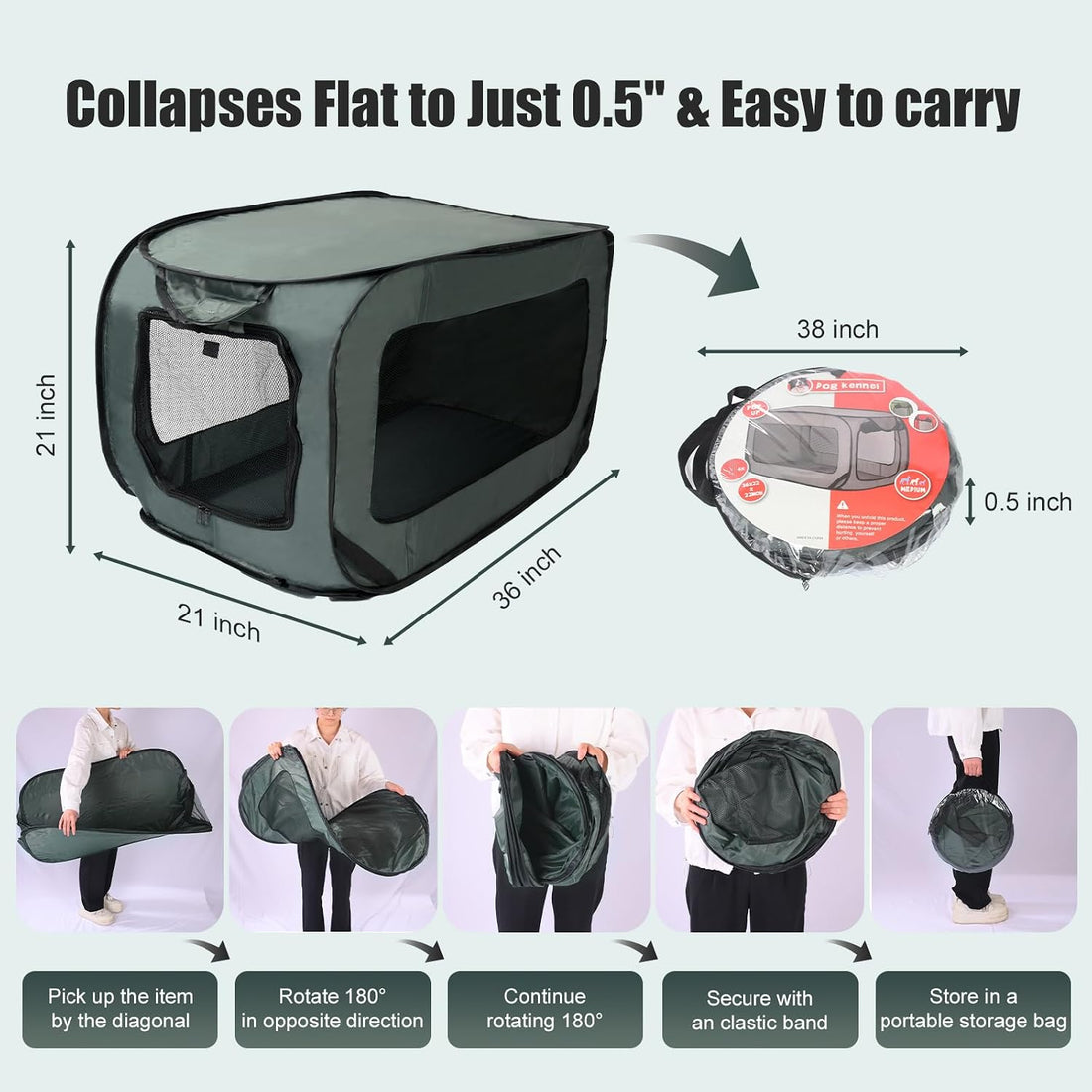 Foldable 36" Dog Crate for Medium Dogs
