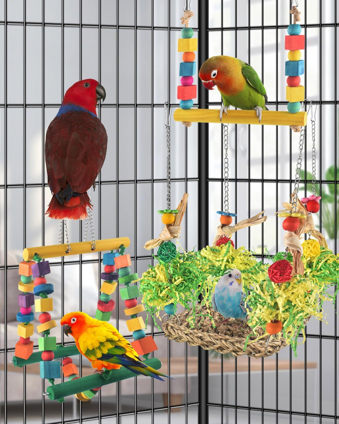 DBNESS Bird Hammock Toys Parakeet Perches Swing