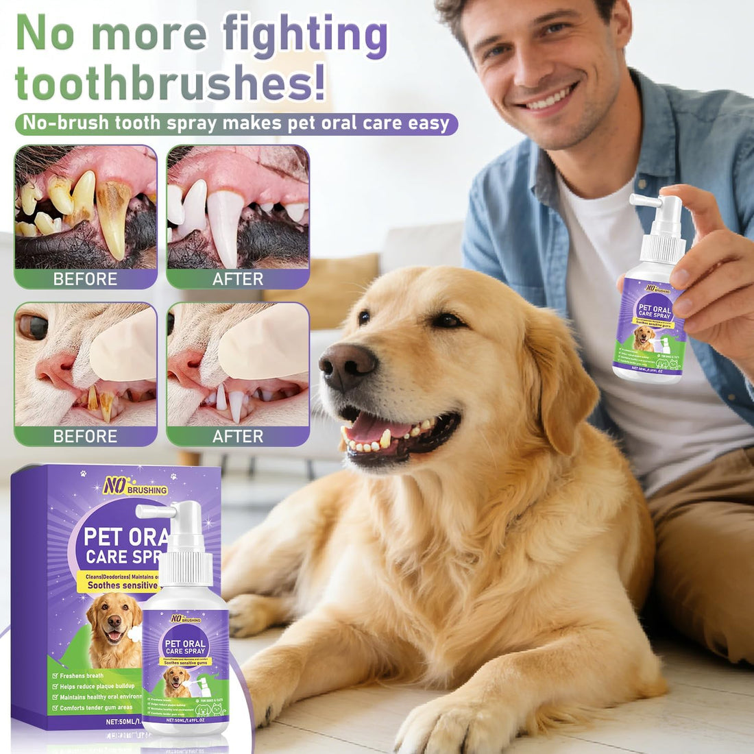 Wanban Dental Spray for Dogs - Oral Spray Bad Breath