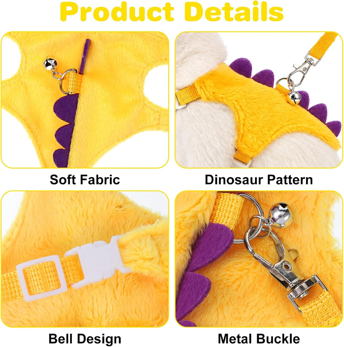 Ferret Harness and Leash Set, Yellow Adjustable Vest for Ferret
