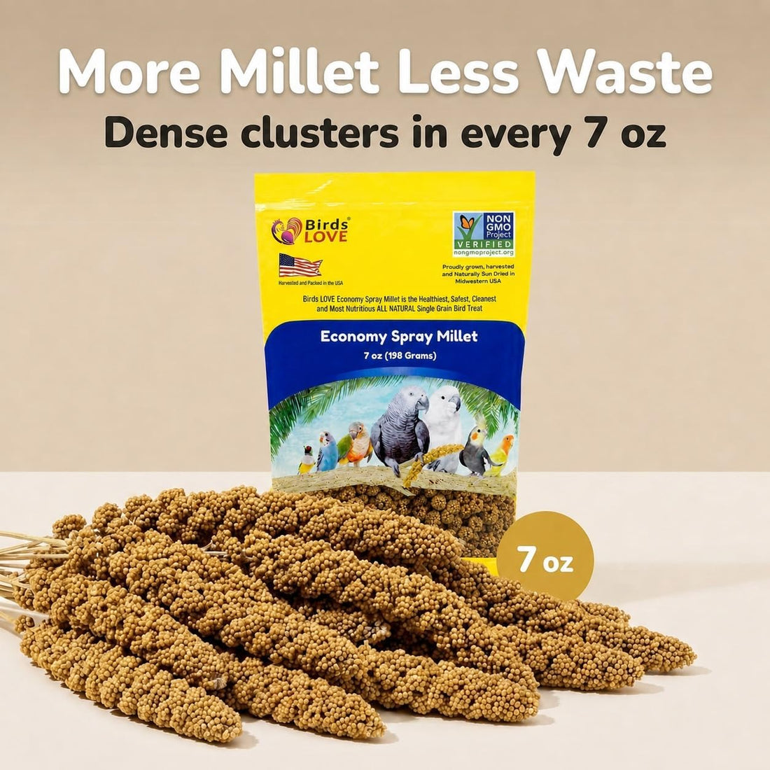 Birds LOVE Economy Spray Millet for Birds, 7 oz