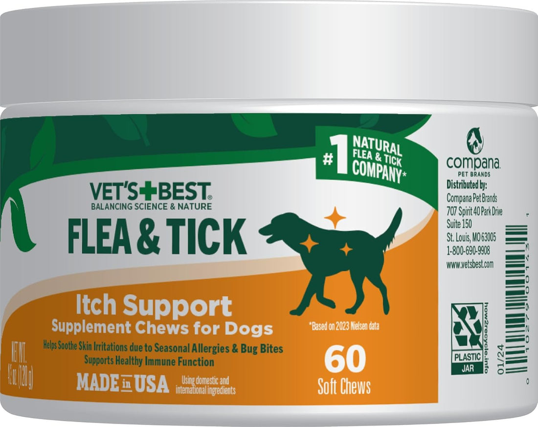 Vet's Best Flea & Tick Soft Chews for Dogs, Immune & Itch Support