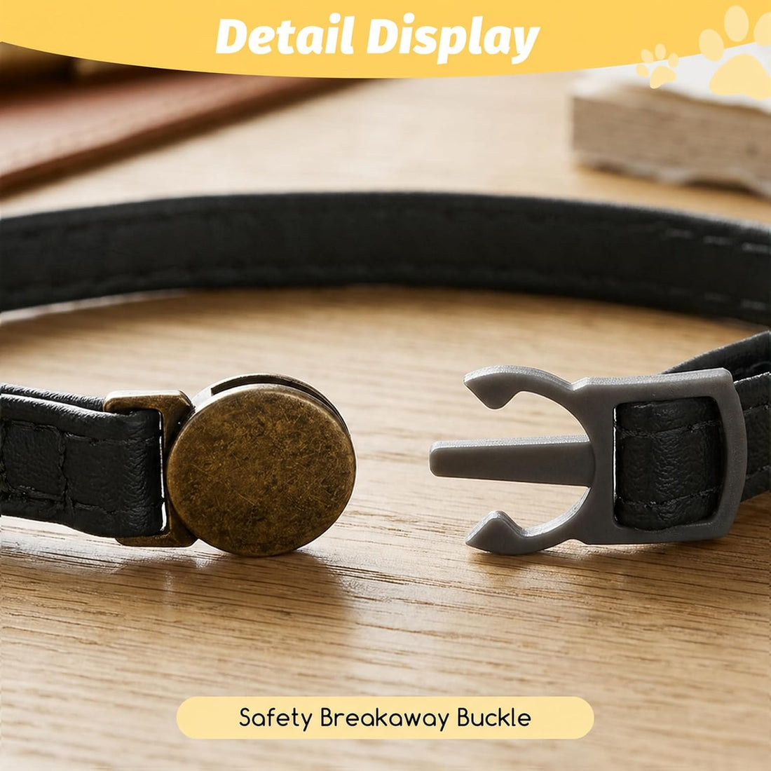 2 Pcs Leather Cat Collar Adjustable Breakaway Dog Collar with Bell
