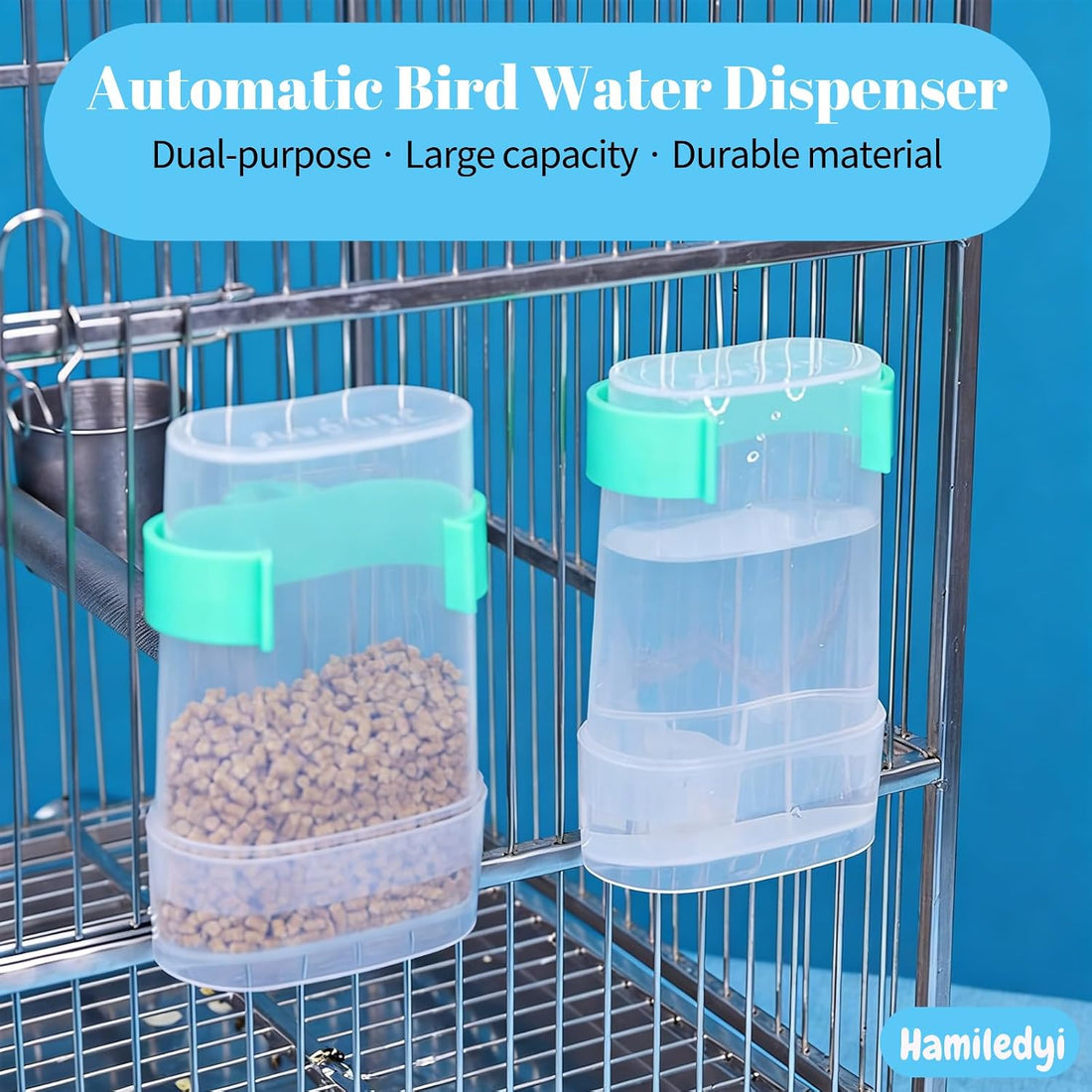 2 Pack Bird Water Dispenser and Feeder for Parakeet Cage Accessories