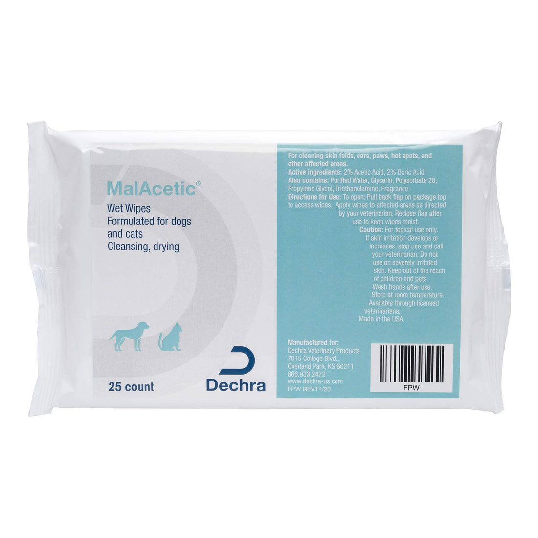 MalAcetic Wet Wipes for Dogs and Cats 25 Count